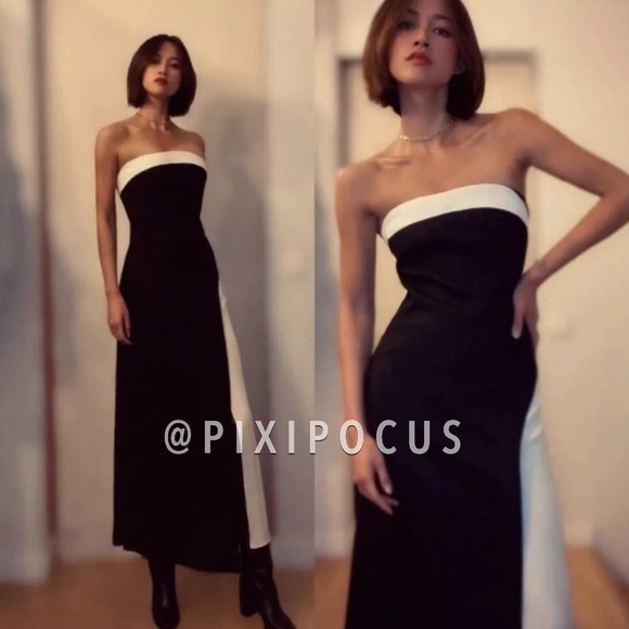 ZARA LIMITED EDITION WOOL BLEND COLORBLOCK MIDI DRESS - Picture 6 of 15